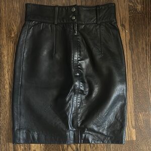 Cuir de Monde Vintage Black Leather Pencil Skirt sz 6
